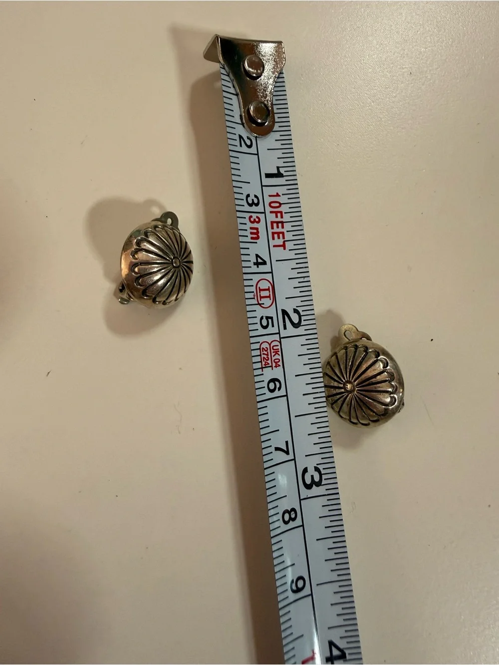 Native American Navajo Sterling silver Signed hand stamped small clip earrings